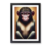 Wondrous Monkey Framed Print | A2 Black Framed Wall Art | Ready to Hang | Modern Animal Picture | Living Room Bedroom Lounge Office