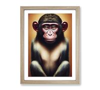 Wondrous Monkey Framed Print | A3 Oak Framed Wall Art | Ready to Hang | Modern Animal Picture | Living Room Bedroom Lounge Office