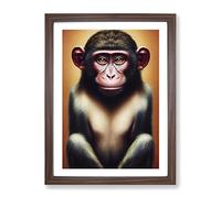 Wondrous Monkey Framed Print for Living Room Bedroom Home Office Décor, Wall Art Picture Ready to Hang, Walnut A3 Frame (34 x 46 cm)