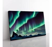 Wondrous Northern Lights Canvas Wall Art Print Ready to Hang, Framed Picture for Living Room Bedroom Home Office Décor, 60x40 cm (24x16 Inch)