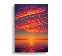 Wondrous Ocean Sunset Canvas Print | Gallery Wrapped 30mm Frame Wall Art | 30x20 inches | Ready to Hang | Modern Seascape Picture | Living Room Bedroom Lounge Office