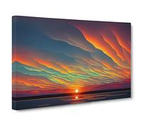 Wondrous Ocean Sunset Canvas Print | Gallery Wrapped 30mm Frame Wall Art | 30x20 inches | Ready to Hang | Modern Seascape Picture | Living Room Bedroom Lounge Office