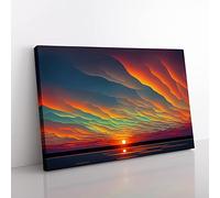 Wondrous Ocean Sunset Canvas Wall Art Print Ready to Hang, Framed Picture for Living Room Bedroom Home Office Décor, 76x50 cm (30x20 Inch)