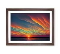 Wondrous Ocean Sunset Framed Print | A2 Walnut Framed Wall Art | Ready to Hang | Modern Nautical Picture | Living Room Bedroom Lounge Office