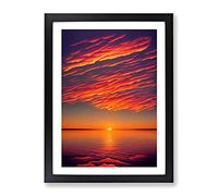 Wondrous Ocean Sunset Framed Print | A3 Black Framed Wall Art | Ready to Hang | Modern Nautical Picture | Living Room Bedroom Lounge Office