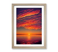 Wondrous Ocean Sunset Framed Print | A3 Oak Framed Wall Art | Ready to Hang | Modern Nautical Picture | Living Room Bedroom Lounge Office