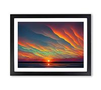 Wondrous Ocean Sunset Framed Print | A4 Black Framed Wall Art | Ready to Hang | Modern Nautical Picture | Living Room Bedroom Lounge Office