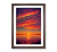 Wondrous Ocean Sunset Framed Print | A4 Walnut Framed Wall Art | Ready to Hang | Modern Nautical Picture | Living Room Bedroom Lounge Office