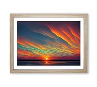 Wondrous Ocean Sunset H1022 Framed Print for Living Room Bedroom Home Office Décor, Wall Art Picture Ready to Hang, Oak A3 Frame (46 x 34 cm)