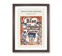 Wondrous Story By Ernst Ludwig Kirchner Exhibition Museum Painting Framed Print | A2 Walnut Framed Wall Art | Ready to Hang | Modern Historical Picture | Living Room Bedroom Lounge Office