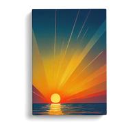 Wondrous Sunset View Teal, Gold, Green Canvas Print for Living Room Bedroom Home Office Décor, Wall Art Picture Ready to Hang, 30x20 Inch (76x50 cm)