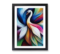 Wondrous Swan Abstract Framed Print | A2 Black Framed Wall Art | Ready to Hang | Abstract Animal Picture | Living Room Bedroom Lounge Office