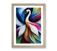 Wondrous Swan Abstract Framed Print | A2 Oak Framed Wall Art | Ready to Hang | Abstract Animal Picture | Living Room Bedroom Lounge Office