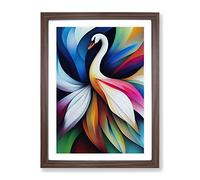 Wondrous Swan Abstract Framed Print for Living Room Bedroom Home Office Décor, Wall Art Picture Ready to Hang, Walnut A4 Frame (34 x 25 cm)