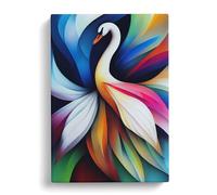 Wondrous Swan Canvas Print | Gallery Wrapped 30mm Frame Wall Art | 30x20 inches | Ready to Hang | Abstract Bird Picture | Living Room Bedroom Lounge Office