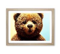 Wondrous Teddy Bear Framed Print | A4 Oak Framed Wall Art | Ready to Hang | Modern Animal Picture | Living Room Bedroom Lounge Office