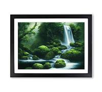 Wondrous Waterfall Framed Print | A2 Black Framed Wall Art | Ready to Hang | Modern Landscape Picture | Living Room Bedroom Lounge Office