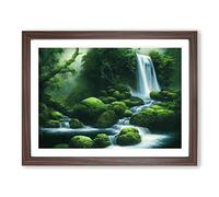 Wondrous Waterfall Framed Print | A3 Walnut Framed Wall Art | Ready to Hang | Modern Landscape Picture | Living Room Bedroom Lounge Office