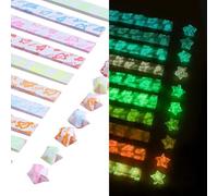 Wondsea 420 Luminous Origami Star Paper Strips - 10 Color Double Sided Strips for DIY Crafting and Decorations