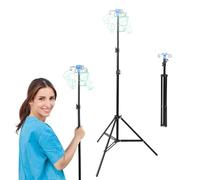 WONDSIGHIN Foldable IV Pole Portable, Collapsible IV Pole Stand with 3 Nets for Drip Bag, Tripod IV Pole Stand Adjustable, 4 Hooks 3 Legs for Nursing Clinic Home Care Travel, Stable, Black, 1 Pcs
