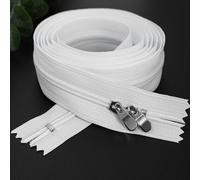 Wonesifee 5PCS 47" White #3Nylon Coil Zippers Double Head to Head Sliders Closed End Long Zipper for Sewing Quilt Cover Storage Bag Mosquito net Pillowcases Bed Sacks Handbag(120cm 47inches)