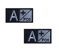 Wonesifee Tactical Blood Type Patches Positive POS 2"x1" Embroidered Morale Military Patch with Hook and Loop 2 Pack for Outdoors Army Navy Badge Hats Bags Backpacks