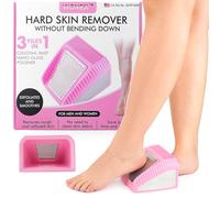 Wonex U.S. Patented 3-in-1 Foot Scrubber - No-Bend Callus Remover, Nano Glass Buffer & Polisher for Smooth Feet - Ideal for Senior Aids, Pregnancy Must-Haves, Back & Knee Surgery Recovery Gift (Pink)