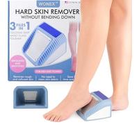 Wonex U.S. Patented 3-in-1 Foot Scrubber - No-Bend Callus Remover, Nano Glass Buffer & Polisher for Smooth Feet - Ideal for Senior Aids, Pregnancy Must-Haves, Back & Knee Surgery Recovery Gift (Grey)