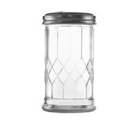 Wongblee Glass Sugar Shaker Dispenser 12oz, Stainless Steel Flip Top Lid for Easy Pouring, Sugar Pourer for Sugar, Powdered Sugar, Parmesan, Cinnamon, & Spices