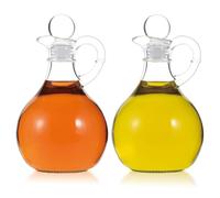Wongblee Set of 2 Oil and Vinegar Cruet, Glass Oil and Vinegar Dispenser with Airtight Stopper, Glass Condiment Container for Homemade Oil, Salad Dressing