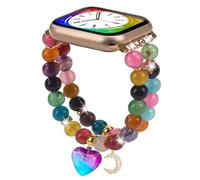Wongeto Beaded Bracelet Compatible for Apple Watch Band 42mm/44mm/45mm/49mm/46mm Series 10/9/8/7 SE Series 6/5/4 Women Fashion Pearl Stretchy Strap for iWatch Bands Series 3/2/1(Pearl Colorful)