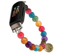Wongeto Compatible with Fitbit inspire 3 Band Natural Gemstone Beaded Handmade Elastic Stretch Bracelet Tree of Life for fitbit insprie 3 Women Girls (Color Agate)