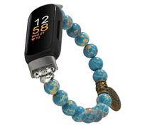 Wongeto Compatible with Fitbit Inspire 3 Band Natural Gemstone Beaded Handmade Elastic Stretch Bracelet Tree of Life for Fitbit insprie 3 Women (Lake Blue)