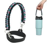 Wongeto Paracord Handle Strap for Stanley Cup - Heavy Duty Compatible with Stanley 40oz 30oz Tumbler, Stanley Cup Accessories（Pink Green/Black）