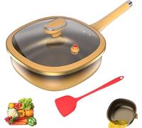 Wongify 12in Titanium Alloy Non-Stick Pot with Lid - Deep Titanium Cooking Pan, Non Stick Frying Pot with Steamer Basket for Stir-Frying, Frying & Stewing, Home Kitchen and Outdoor Camping (A)