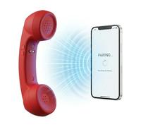 Wongify Wireless Retro Telephone Handset, Bluetooth Vintage Cell Phone Receiver with HD Microphone, Radiation Proof Cordless Phone Audio Earpiece for Mobile Phones and Computers (Red)