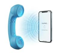 Wongify Wireless Retro Telephone Handset, Bluetooth Vintage Cell Phone Receiver with HD Microphone, Radiation Proof Cordless Phone Audio Earpiece for Mobile Phones and Computers (Blue)