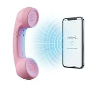 Wongify Wireless Retro Telephone Handset, Bluetooth Vintage Cell Phone Receiver with HD Microphone, Radiation Proof Cordless Phone Audio Earpiece for Mobile Phones and Computers (Pink)