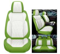 WongLi Universal Car Seat Covers Full Set | Waterproof Leather Front & Rear Set | Airbag Compatible, White Green