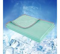 WONGS BEDDING Cooling Blanket, Summer Blanket, 2-in-1, Double-Sided with Japanese Arc-Chill Q-Max 0.43, Self-Cooling Blanket, Soft Travel Blanket, Lightweight Sofa Blanket, Green, 200 x 220 cm