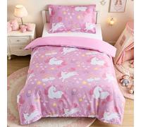 WONGS BEDDING Cot Bed Duvet Cover Sets Microfibre Toddler Bedding Set | Rainbow Zebra Print Toddler Duvet and Pillow Set Soft Cot Bedding for Girls
