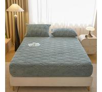 WONGS BEDDING Fleece Jacquard Fitted Sheet Only, Ultra Soft Fluffy Plush Deep Pocket Fitted Bottom Sheet for Fall Winter, Cozy Warmth and No Shedding, Grey, King