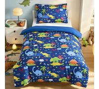 WONGS BEDDING Single Duvet Cover Set Microfibre Toddler Bedding Set | Dinosaur Toddler Duvet and Pillow Set Soft Single Quilt Cover for Boys