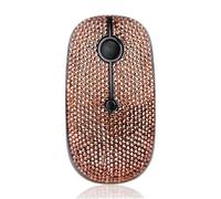 WONGS Luxury Austrian Bling Crystal Diamond Rhinestone USB Slimline Flat Wireless Mouse with 3 Adjustable DPI, Sparkly Flat Mice for Laptop, PC, Notebook, Gifts - Rose Gold