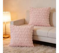 WonHey 2PCS Pink Cushions, 18 x 18 Inch Heart Throw Pillow, Blush Pink Cushion Covers for Sofa, Couch, Bedroom, Living Room, Office Decor (PINK)