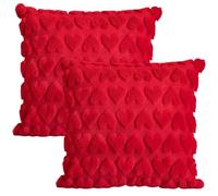 WonHey 2PCS Pink Cushions, 18 x 18 Inch Heart Throw Pillow, Blush Pink Cushion Covers for Sofa, Couch, Bedroom, Living Room, Office Decor (RED)