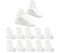 WonHey Waterproof Shoe Covers, 15 Pairs Disposable Plastic Overshoes, Transparent Rain Shoe Covers for Outdoor Activities, House Cleaning, Travel (Transparent)