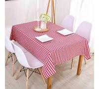 Wonhomke Simple Small Plaid Table cloth Polyester Cotton Tablecloth Square Tablecloth Rectangular Party Banquet Dining Table Cover (Red, 140 * 140CM(55.1 * 55.1in))