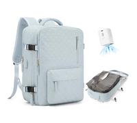 WONHOX Travel Vacuum Storage Backpack with Air Pump Vacuum Seal Compression 18x14x8 inches Space Saver Bags Clothing Vacpack Travel Bag Carry on Personal item Laptop Work Backpacks Women LightBlue
