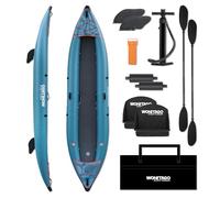 WONITAGO PVC Inflatable Kayak with Drop Stitch Floor, Recreational Touring Kayak with Kayak Paddle, Hand Pump and Carrying Bag, 2 Person, Blue